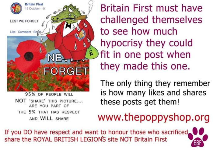 BF EBF Poppy shop charity con veteran RBL british legion scam