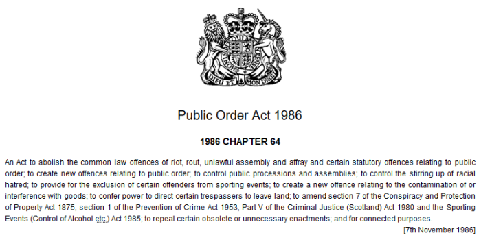 Public order act 1986