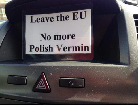 Brexit Polish vermin sign