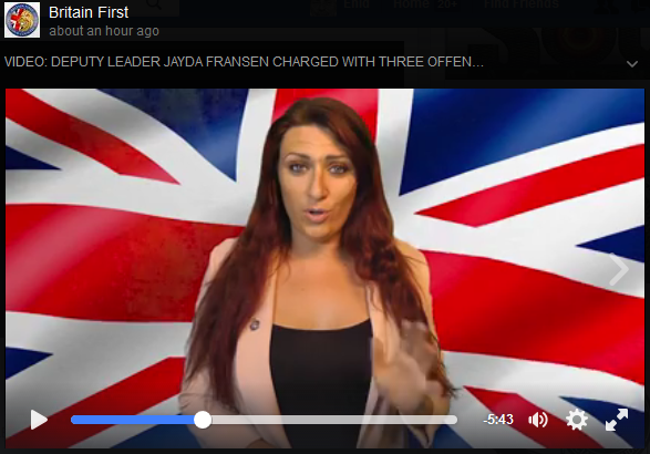 BF Jayda Fransen charged August 2016 video